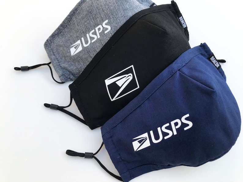 USPS Postal Service Face Mask with Filter Pocket 4 Layer Etsy