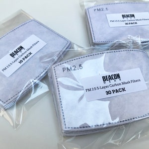 PM2.5 Face Mask Filters - 5 Layer Activated Carbon Replacment Filters for Face Masks