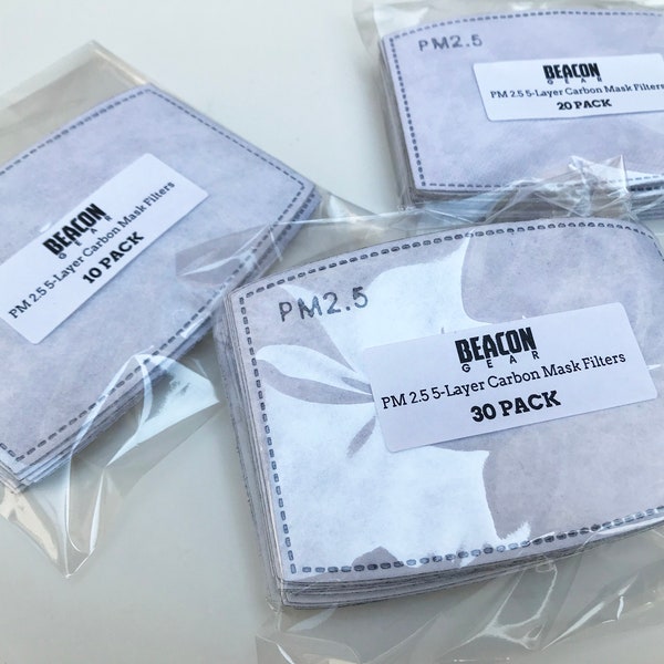 PM2.5 Face Mask Filters - 5 Layer Activated Carbon Replacment Filters for Face Masks