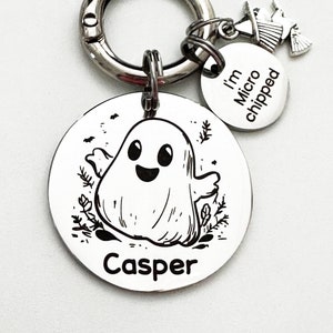 Personalized Halloween Dog Tag, Engraved Spooky Dog Tag, Ghost Dog ID Tags, Cute Scary Dog Tag Holloween, Custom Halloween Pet Accessories