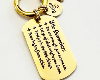 Little Reminders Keyring Engraved, Inspirational Gift for Son Daughter Bestfriend Wife, Mental Health Key Chain, Motivational Key Ring