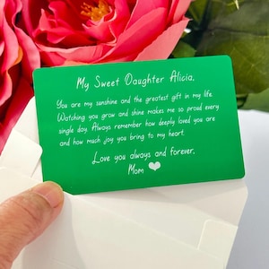 Metal Wallet Card Personalized, Engraved Message Card for Daughter, Personalised Wallet Insert Card, Custom Metal Card, Gift to Daughter