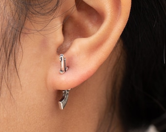 Pendientes delanteros y traseros para hombre, pendientes tipo chaqueta, pendientes de plata de ley 3D, regalo para él, pendientes góticos tipo chaqueta para ella, pendientes punk