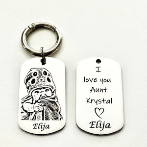 Engraved Photo Keychain: Personalized Stainless Steel Portrait Keyring