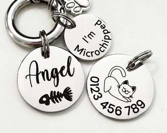Engraved Stainless Steel Cat ID Tag: Personalized Pet Tag in Gold & Silver, Australia Made,