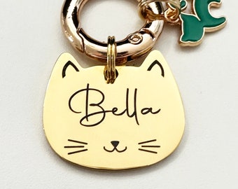 Placa de identificación para gatos grabada en acero inoxidable / Placas de identificación personalizadas para gatos / Placas de identificación para gatos en Australia / Placa de identificación para mascotas en Australia / Placa de identificación facial para gatos / Placa de identificación para gatos adorable