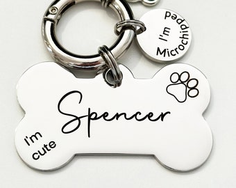 Deep Engraved Custom Dog ID Name Pet Dog Tag Stainless Steel with Microchipped Personalized Bone Tags for Small to Large Dogs Australia