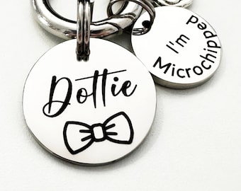 Placa de identificación para gatos con microchip incorporado, de acero inoxidable grabado / Lindas placas de identificación para gatos (Australia) / Placa de identificación personalizada para gatos grandes / Regalo para amantes de los gatos