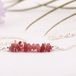 Raw Pink Tourmaline Bracelet/Tourmaline Bracelet Sterling Silver/October Birthstone Bracelet/Pink Tourmaline Bracelet/Tourmaline Bracelet