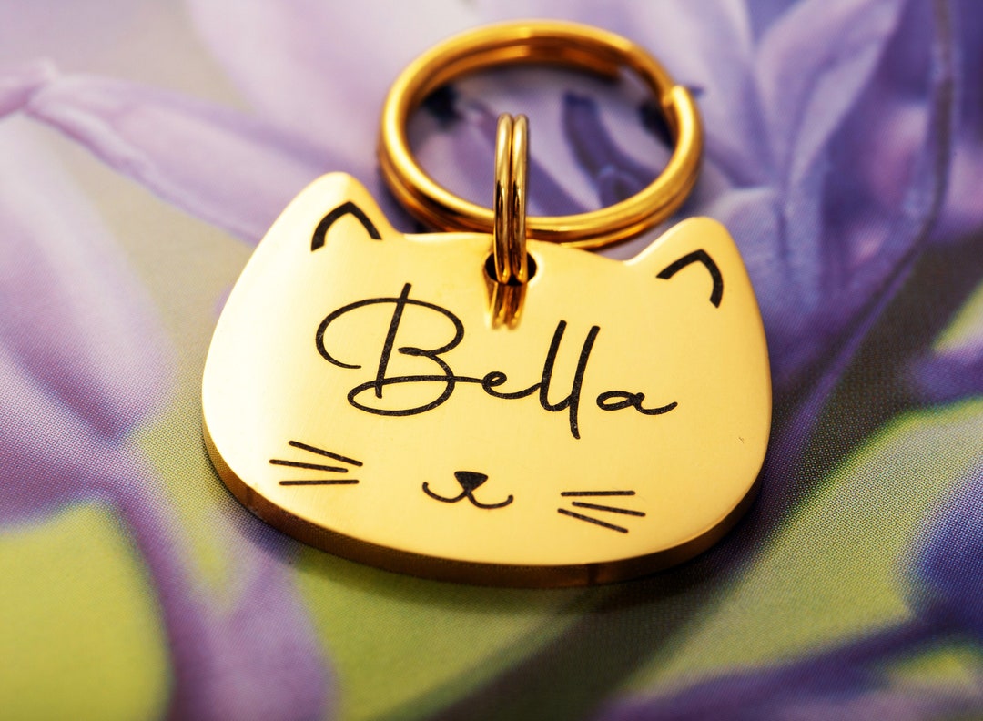 Engraved Cat Name Tag in Stainless Steel /personalized Cat ID Etsy