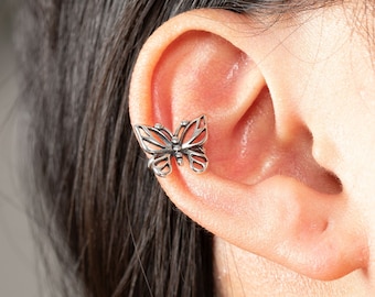 Butterfly Ear Cuff Sterling Silver/Butterfly Clip On Earrings/Butterfly Ear Cuff/Non Pierced Earring/Cute Butterfly Ear Cuff/Tiny Ear Cuff