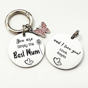 Best Mum Keyring, Mothers Day Gift, Personalised Present for Mum Dad, Keychain for Mom, Custom Key Ring for Mummy, Sentimental Gift for Mum