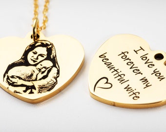 Collana con foto reale in argento sterling, ciondolo con ritratto personalizzato inciso, collana regalo per anniversario, gioielli con foto personalizzati - Italia Collana con foto reale in argento sterling, ciondolo con ritratto personalizzato inciso, collana regalo per anniversario, gioielli con foto personalizzati - Italia