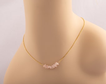 Colar de Quartzo Rosa em Prata de Lei / Colar de Quartzo Rosa / Colar Calmante / Colar de Cristal da Fertilidade / Colar de Gravidez / Colar da Fertilidade