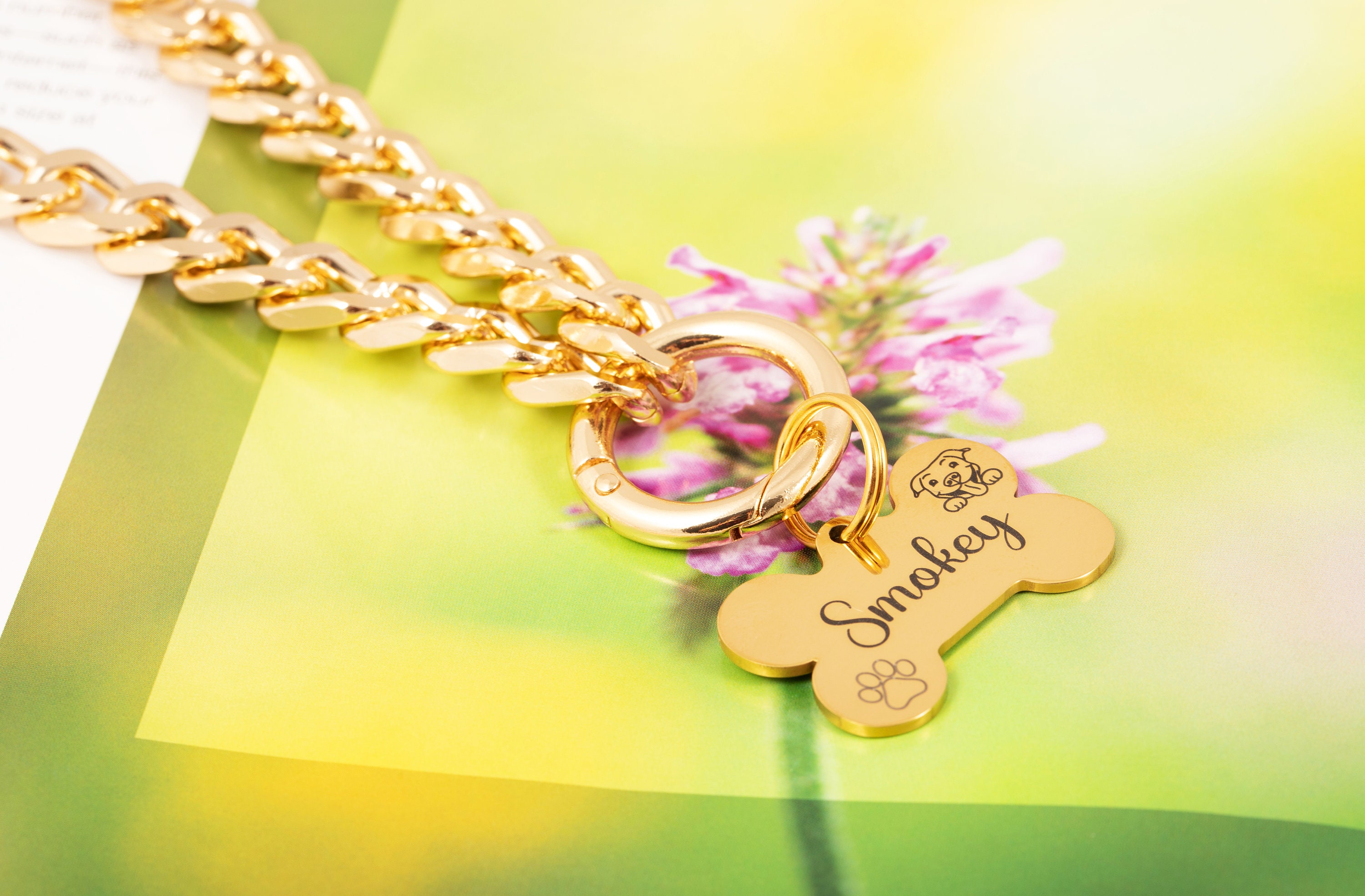 Lightweight Cuban Chain Link Dog Collar Necklace Custom Dog Etsy