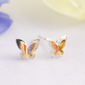 Butterfly Earrings Stud Sterling Silver Stud Earrings for Kids Tiny Butterfly Earrings Stud for Women Stud Earring Gold Gift for Sister