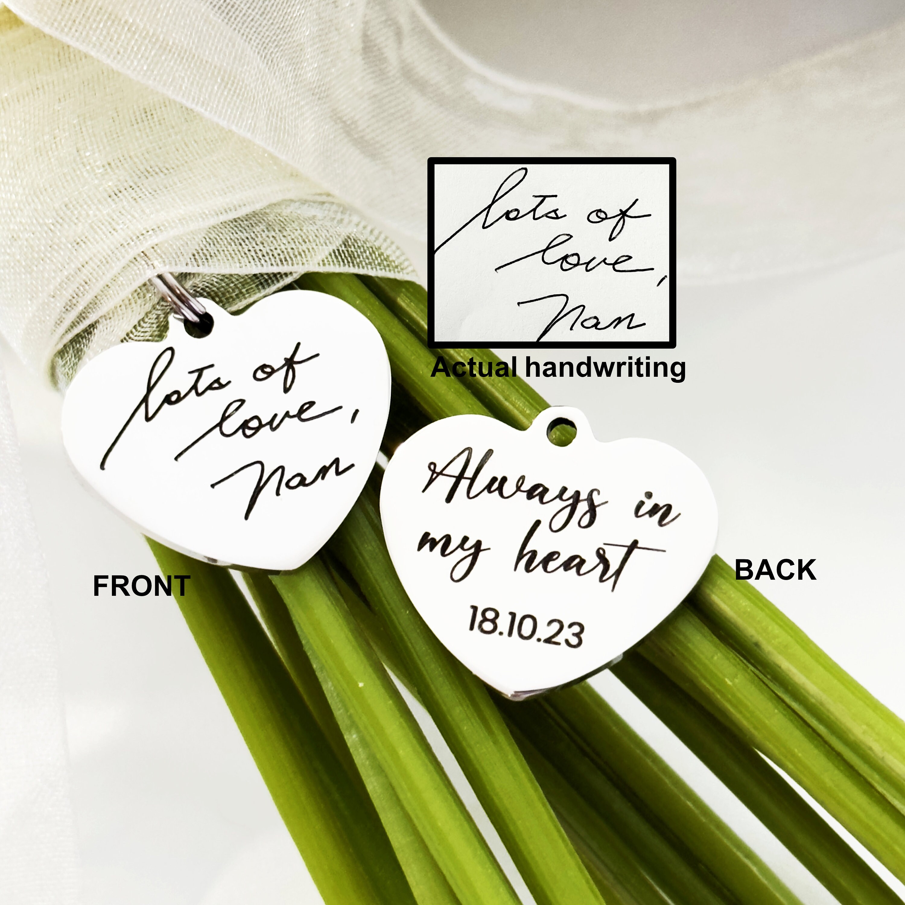 Bouquet Charm Handwriting Love You Round