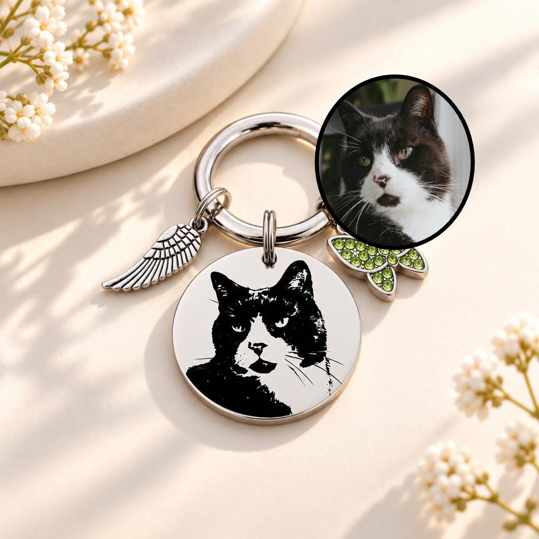 MY DOG STORY　Brillarイヤリング18K YG計4カラット ペットの写真入り刻印キーホルダー：パーソナライズされたペット