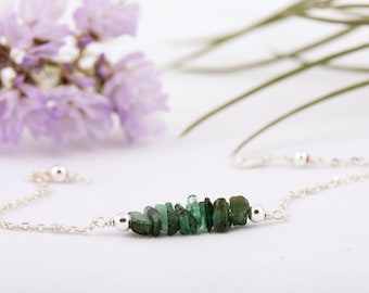 Raw Emerald Bracelet/Gemstone Bracelet Sterling Silver/Emerald Bracelet/May Birthstone Bracelet/Everyday Bracelet/Natural Emerald Bracelet