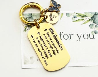 Personalized Inspirational Stainless Steel Keychain: Little Reminders, Gift Boxed