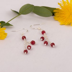 Natürliche Rubin Ohrringe Sterling Silber/Juli Geburtsstein Ohrringe/Rubin Tropfen Ohrringe/Rubin Edelstein Ohrringe/Juli Geburtstagsgeschenk/Geschenk für Sie