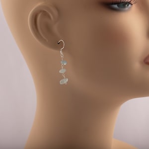 Natürliche Aquamarin-Kristall-Ohrringe aus Sterlingsilber/März-Geburtsstein-Ohrringe/Heilkristall-Ohrringe/Aquamarin-Tropfenohrringe/Geschenk für Sie