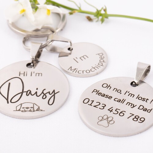 Teeny Tiny Personalized Pet Name Tags Small Dog ID Tags Etsy