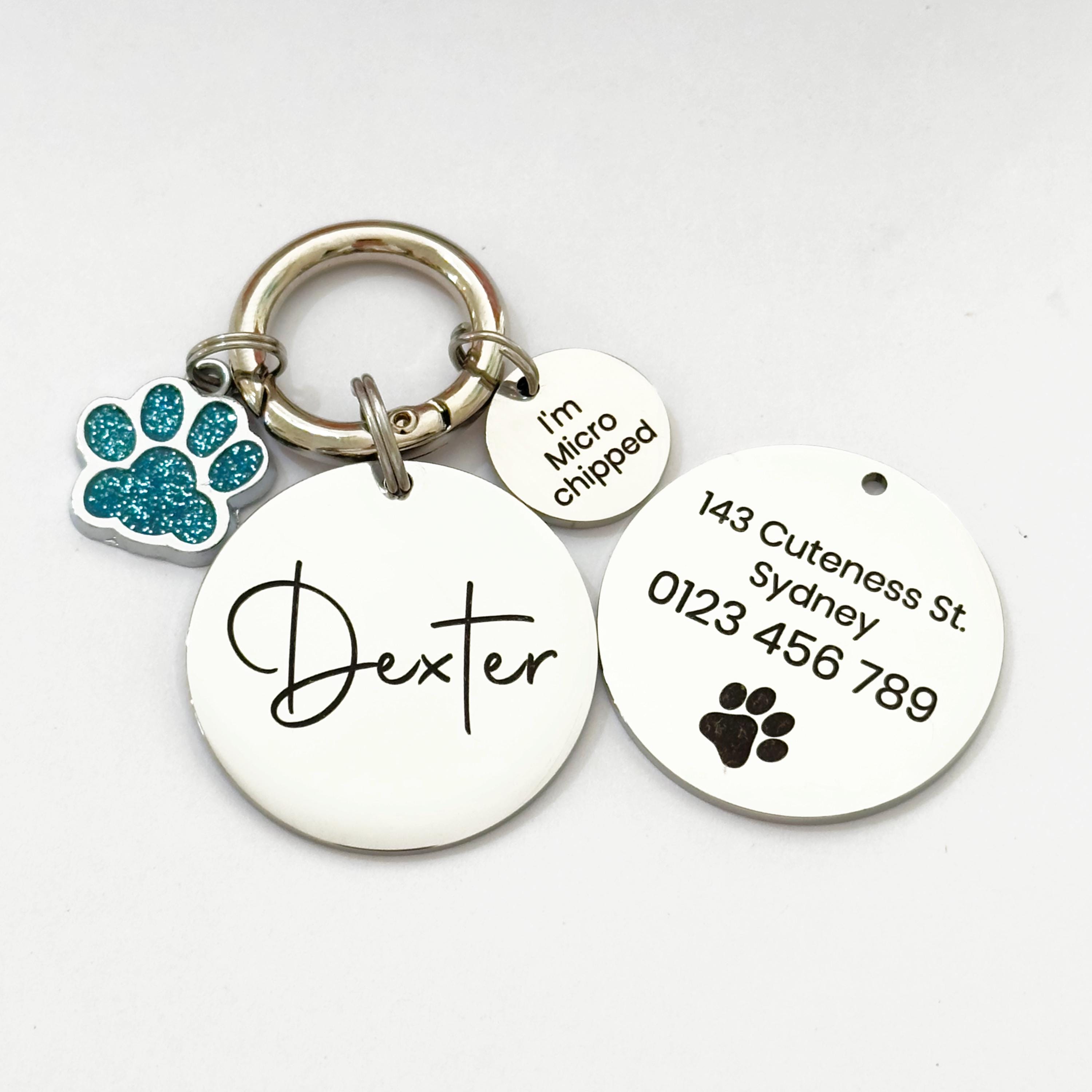 Personalised Dog Name Tag for Collar Stainless Steel : Round Pet