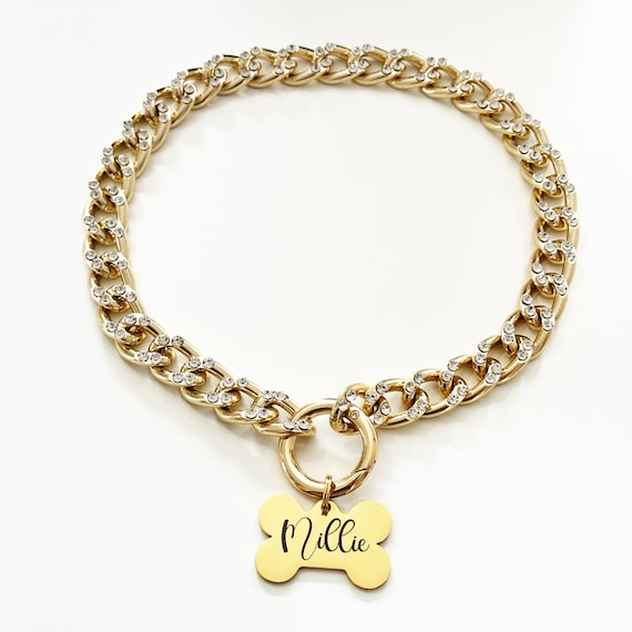Lightweight Dog Chain Collar Personalised Dog Chain Link Necklace Dog Necklace for Dog Chain Dog Collar Cuban Chain Link Dog Collar Etsy