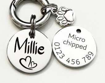 Engraved Cat ID Tag in Stainless Steel for Small to Large Cats/Collar Cat ID Tag Australia/Gift to Cat Mum/Big Cat Name Tag/Custom Pet Tags