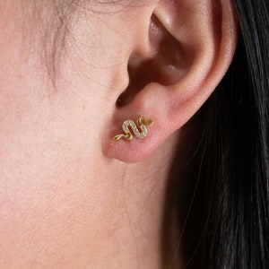Tiny Snake Earrings Sterling Silver 18k Gold Fill /Snake Stud Earrings/Snake Earrings/Animal Earrings Gold/Serpent Earrings/Reptile Earrings
