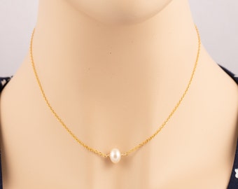 Akoya Pearl Necklace 18k Gold Sterling Silver/Akoya Pearl Necklace/June Birthstone Necklace/Pearl Birthstone Necklace/Pearl Necklace