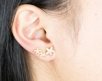 Sterling Silver Ear Crawler Stud for Women, Ear Climber Earrings Gold, Gift for Friend, Ear Crawler Minimalist Hypoallergenic, Teacher Gift