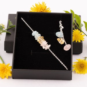 Collier de fertilité en argent sterling avec toile de fond pintes de rose Collier de fertilité délicat citrine aigue-marine pour femme Collier de pierres précieuses