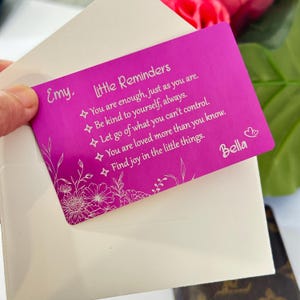 Personalised Little Reminders Metal Wallet Card Gift For Friend, Metal Wallet Card Engraved, Custom Inspirational Quote Card for Wallet