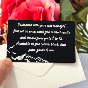 Metal Wallet Card Personalised Your Own Message, Insert Wallet Card Engraved, Custom Love Note Card for Wallet, Personalized Gift for Him