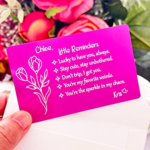 Little Reminders for Bestfriend Metal Wallet Card, Insert Wallet Card for Sister, Ultra Thin Wallet Card, Personalised Gift for Friend