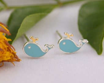 Pendientes de ballena de plata de ley/Pendientes de ballena de plata/Pendientes de animales marinos/Pendientes de ballena/Pendientes de ballena/Pendientes hipoalergénicos