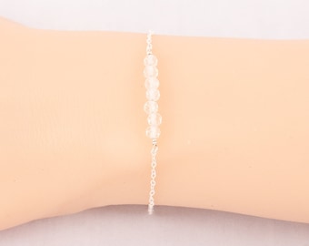 Bergkristalarmband sterlingzilver/geboortesteen april/sierlijke armband helderkwarts/heldere kwarts staafarmband/heldere kwartsarmband