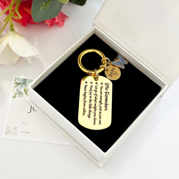 Little Reminders Keyring Engraved, Inspirational Gift for Son