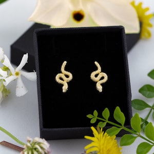 Tiny Snake earrings in Sterling Silver 18k gold fill/Snake Stud Earrings Silver/Gift for Her/Animals Earrings Gold/Hypoallergenic earrings