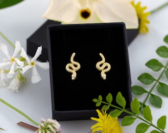 Tiny Snake earrings in Sterling Silver 18k gold fill/Snake Stud Earrings Silver/Gift for Her/Animals Earrings Gold/Hypoallergenic earrings