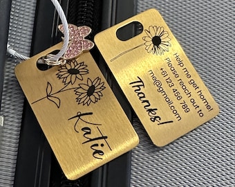 Personalized Engraved Stainless Steel Luggage Tag: Suitcase Bag Travel Gift