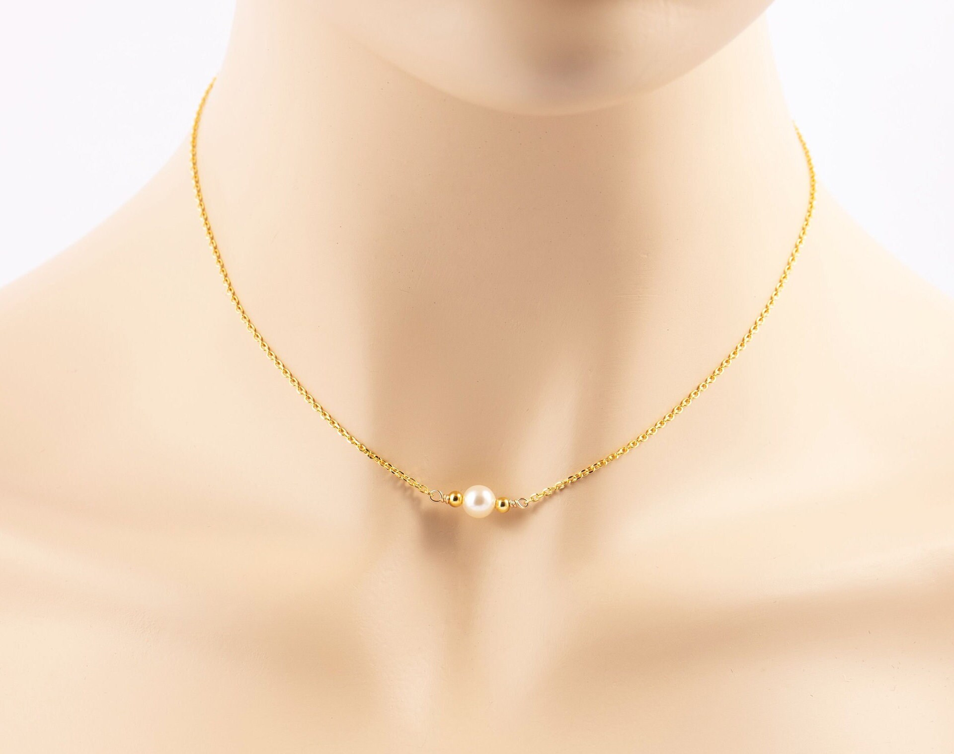 Dainty Pearl Necklace/sterling Silver Necklace for Women