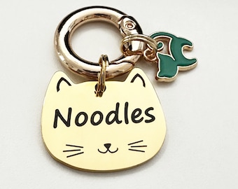 Placa de identificación para gatos de acero inoxidable grabada con láser y duradera / Placas de identificación para gatos bonitas de Australia / Placa de identificación facial para gatos / Placa de identificación grande para gatos / Placa de identificación personalizada para mascotas en el collar