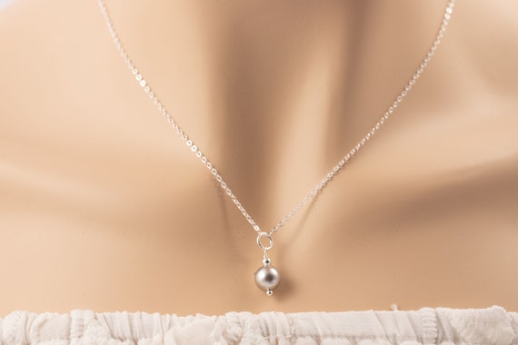 Grey Pearl Necklace/925 Sterling Silver Necklace/swarovski Pearl