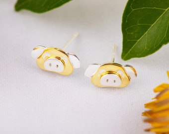 Pig Earrings Studs for Her Tiny Stud Earrings Sterling Silver Piggy Earrings Gift for Kids Cute Animal Earrings Peppa Pig Earrings for Women