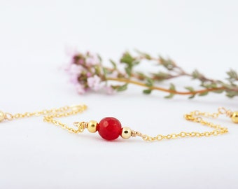 Ruby Bracelet Sterling Silver, Ruby Bracelet, July Birthstone Bracelet, Ruby Bracelet Gold, Ruby Bracelets for Women, Everyday Bracelet