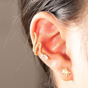 Snake Ear Cuff Earrings Sterling Silver/Snake Ear Cuff Earrings/Ear Cuff Earrings/Snake Climber Earrings/No Piercing Ear Cuff/Gift for Her