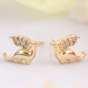 Dragon Stud Earrings Sterling Silver Dinosaur Earrings for Kids Tiny Earrings Hypoallergenic Stud Earrings Gift for Her Stud Earrings Gold